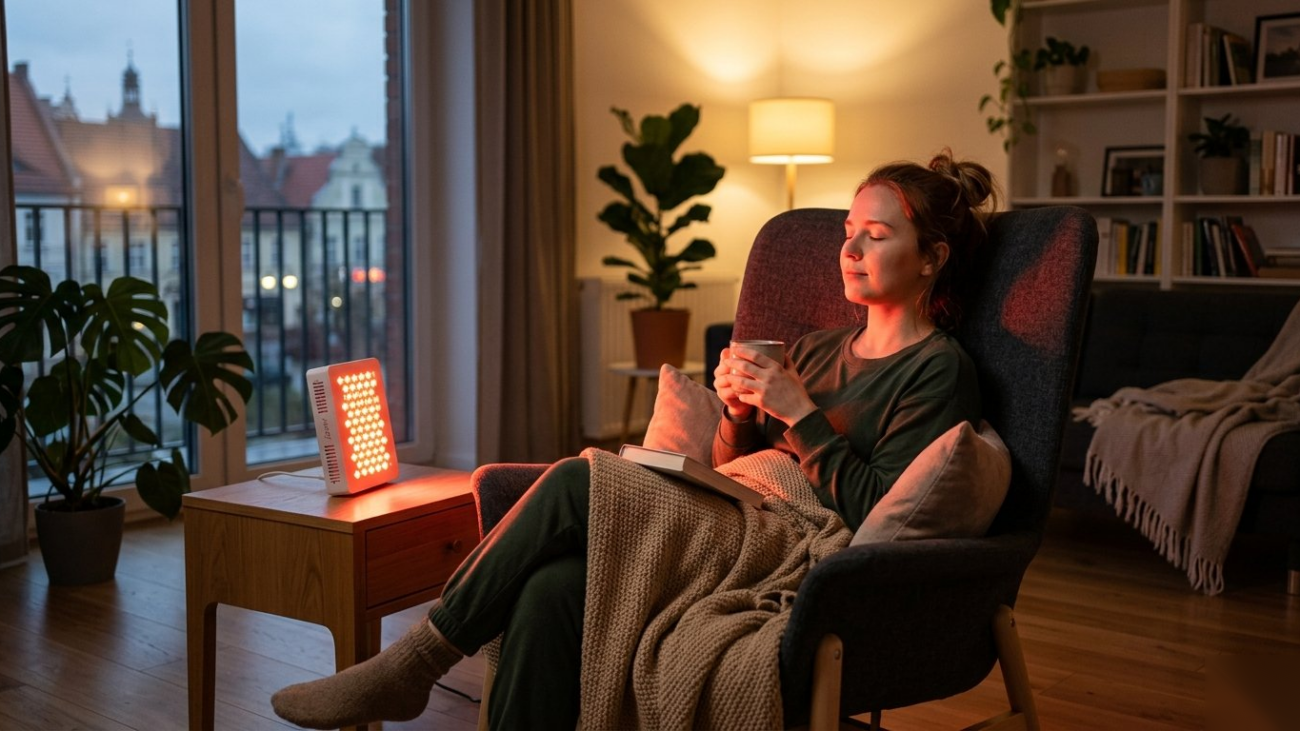 Lampa ze światłem czerwonym