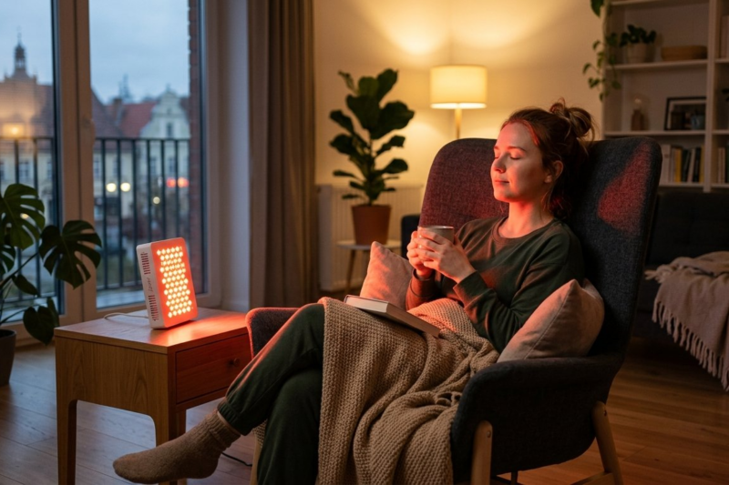 Lampa ze światłem czerwonym